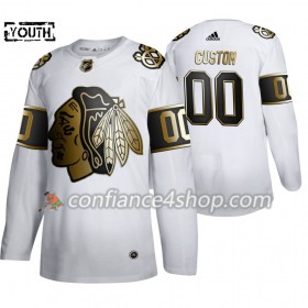 Adidas Maillot de Hockey Chicago Blackhawks Personnaliser Adidas 2019-20 Golden Edition Blanc Authentic - Enfant